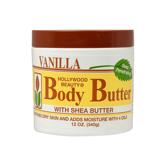 Hollywood Beauty Body Butter With Shea Butter, Vanilla - 12 oz. - Sooth & Moisturize Skin