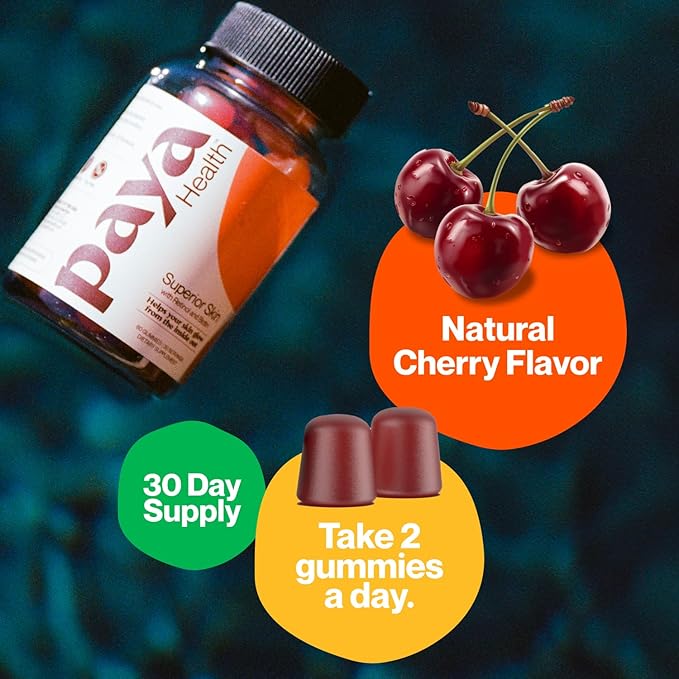 Skin Retinol and Biotin Gummies for Clear, Smooth Skin, Healthy Hair & Nails | Supplement with Zinc, Vitamins A, E and C | Non-GMO, Gluten-Free, Cherry Flavor, 60 Count