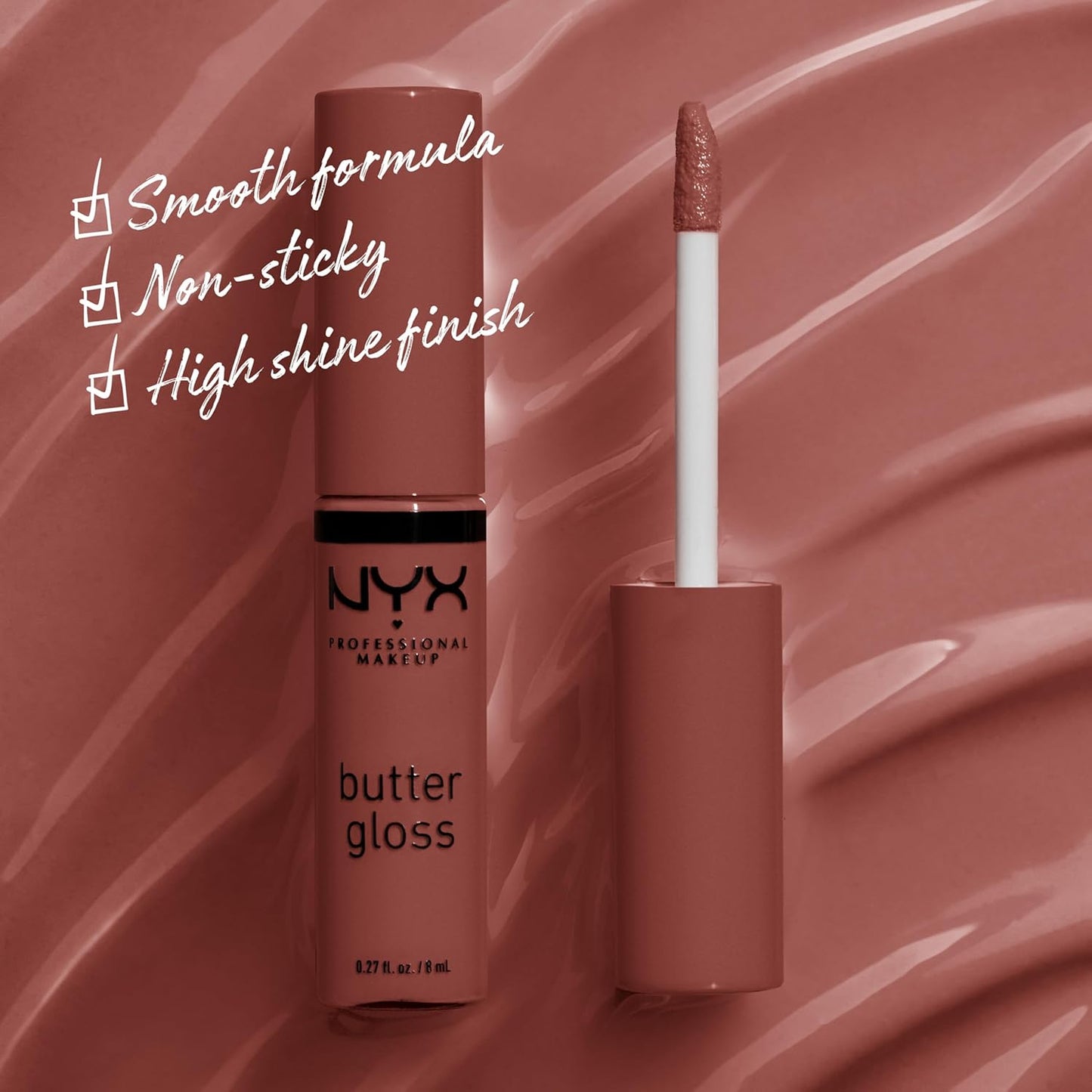 NYX Butter Gloss | Non-Sticky Deep Nude Lip Gloss for All-Day Shine