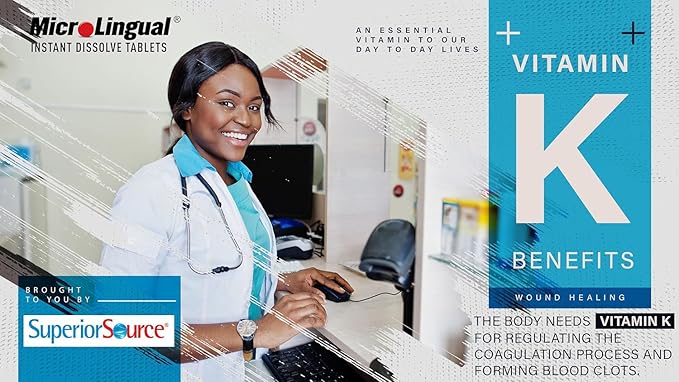 Superior Source Vitamin K2 MK-7 (Menaquinone-7) 300 mcg - Bone Strength & Health Support Supplement - Aids Healthy Heart Function - Bariatric-Friendly - 60 Sublingual Dissolving Tablets