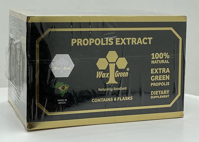 1 Box of 8 Bottles Wax Green Propolis Extract Brazilian N10 60% Wax Free Liquid (30ml / 1 fl oz)