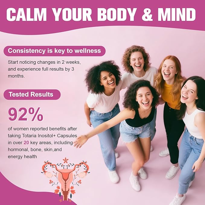 Myo-Inositol & D-Chiro Inositol for Women, 2050 mg inositol Supplement w/DIM, Ashwagandha, Folate, Vitamin D, Calcium, Ideal 40:1 Ratio, for Hormone Balance, Ovarian Function*, Overall Health, 120 Ct