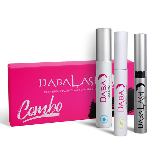 Dabalash Trio Combo - Professional Eyelash & Brow Strengthener 0.18 Oz, Waterproof Mascara, 0.45 Oz & Gentle Vegan Mascara, 0.3O