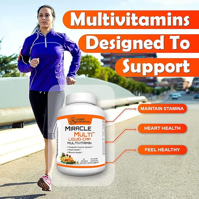 MiracleMulti Liquid Multivitamin Capsules for Men & Women - Complete Whole Food Blend Daily Vitamin & Mineral Supplement with CoQ10, B12, 42 Superfood Enzyme - 120 Softgels
