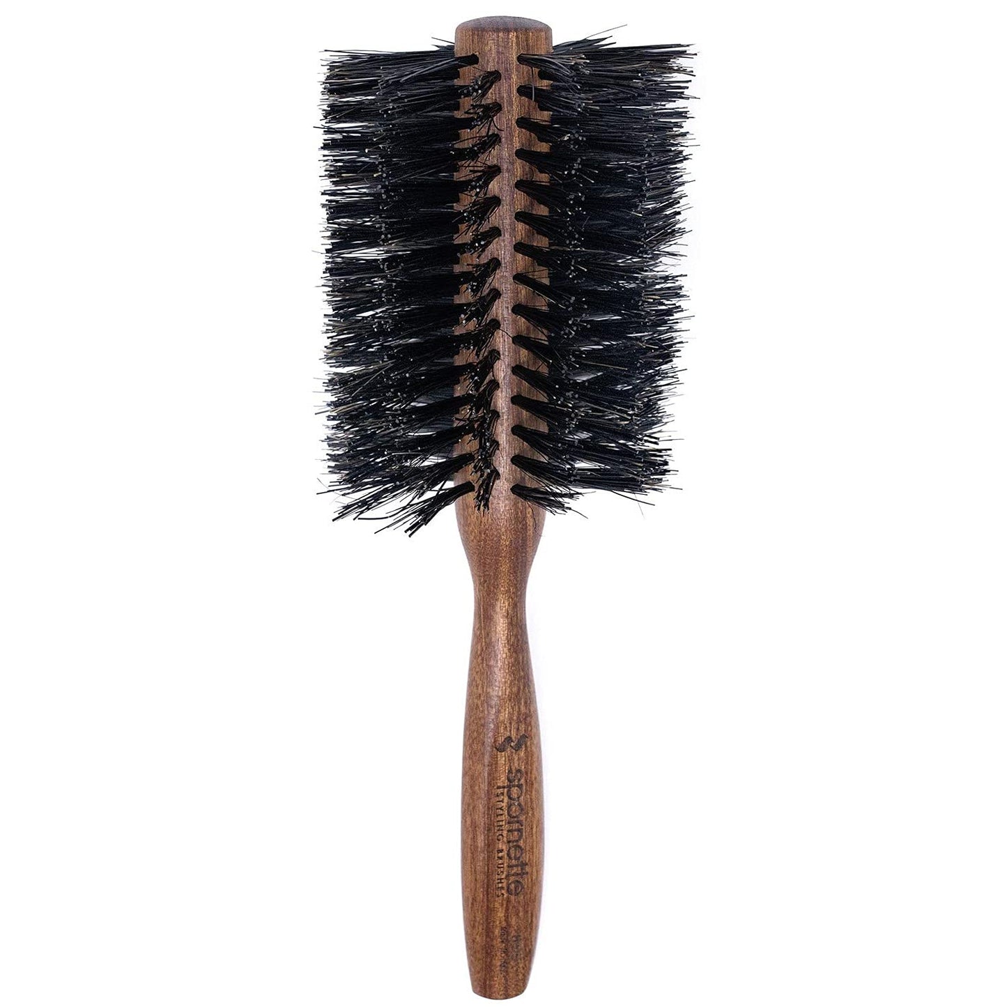 Spornette Italian Rounder 3 Inch (#855) - Round Boar Bristle Brush With Wooden Handle For Blow Drying, Styling, Volumizing, Stra