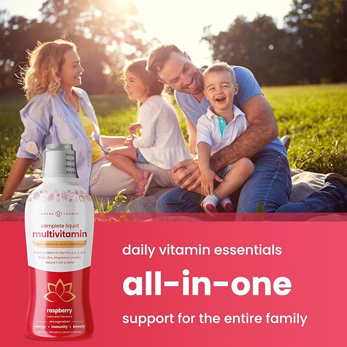 NutraChamps Complete Liquid Multivitamins | No Added Sugar | Liquid Vitamins for Women, Men & Kids | Vegan Liquid Vitamin Multimineral Supplement | Energy, Immunity & Beauty