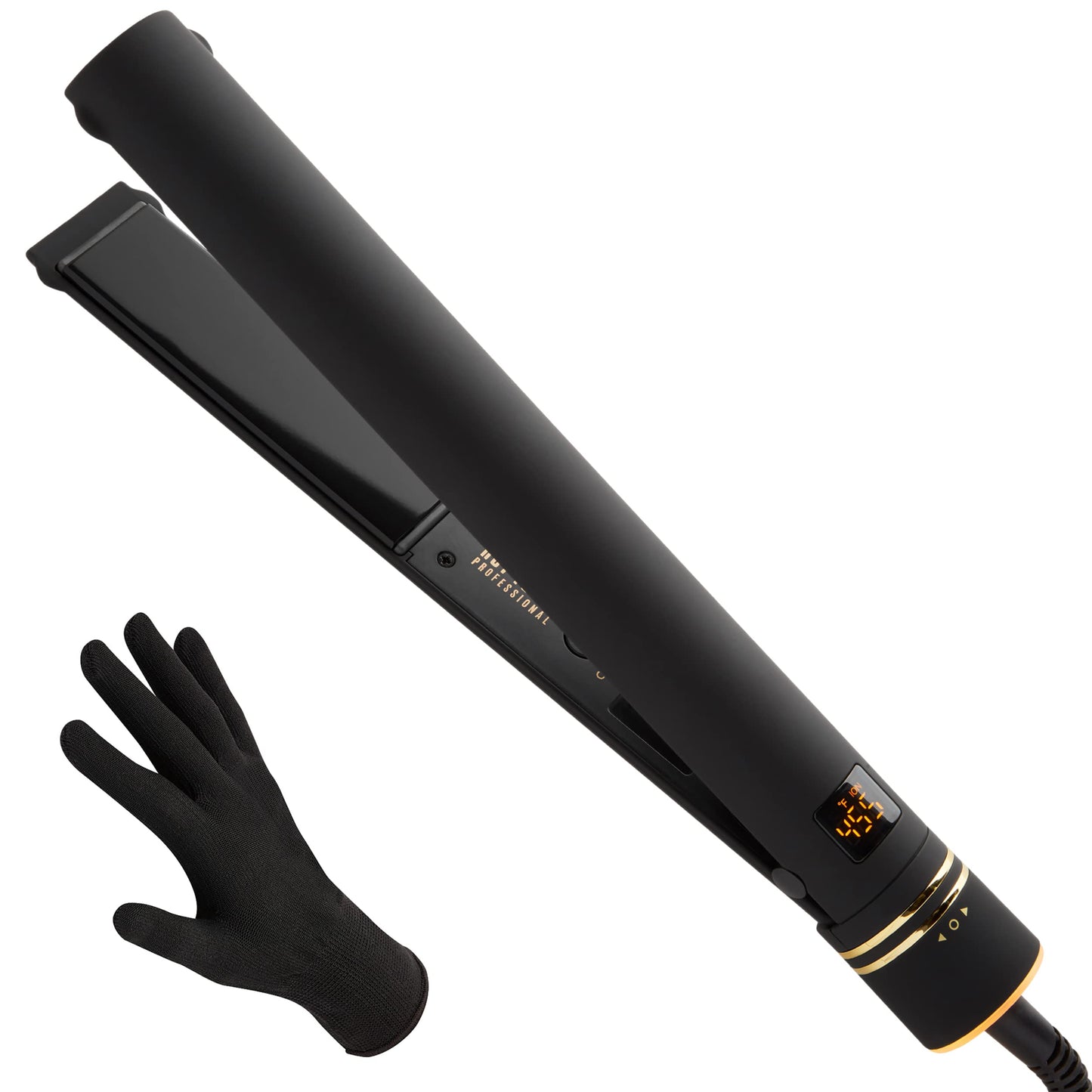 Hot Tools Pro Artist Black Gold Evolve Ionic Salon Hair Flat Iron | Long-Lasting Finish for Straightening Hair, (1-1/4 in), HT71