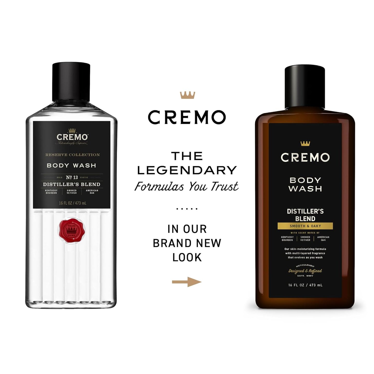 Cremo Body Wash for Men | Kentucky Bourbon & Smoked Vetiver | 16 Fl Oz