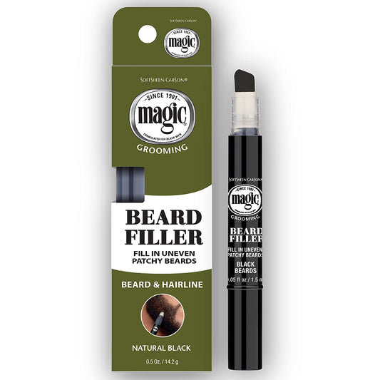 Softsheen-Carson Magic Grooming Beard Filler Pencil Brush For Men, Waterproof, Fill In Patchy Beard & Cover Greys, Natural Black