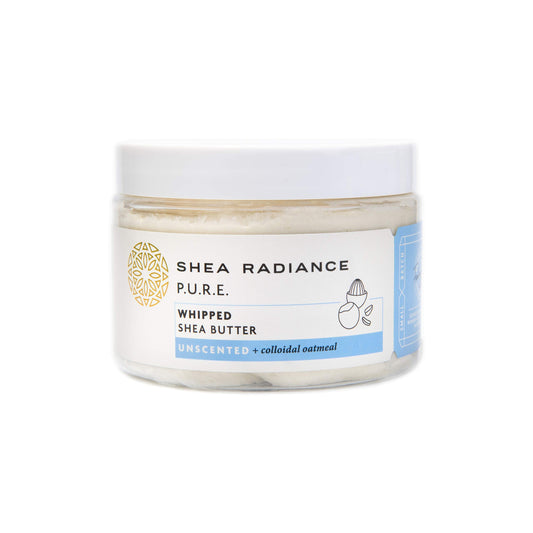 Shea Radiance Whipped Shea Butter w/Colloidal Oatmeal - Blended w/Skin-Soothing Oatmeal & Moisturizing Rice Bran Oil | Unscented