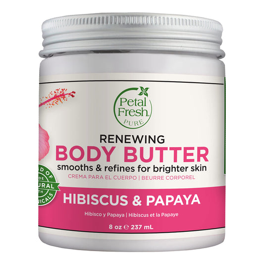 Petal Fresh Pure Renewing Hibiscus & Papaya Body Butter, Organic Coconut Oil, Argan Oil, Shea Butter, Skin Softening, For all Sk