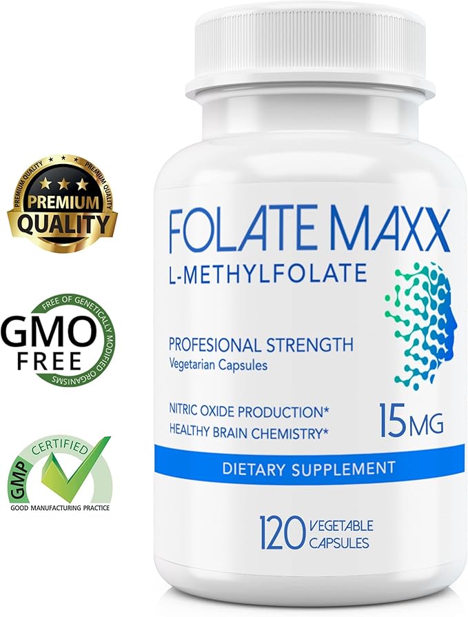 L-Methylfolate 15mg - 120 Capsules - Professional Strength Active Methyl Folate - 5-MTHF Supplement for Men & Women - Non GMO, Gluten Free, No Fillers