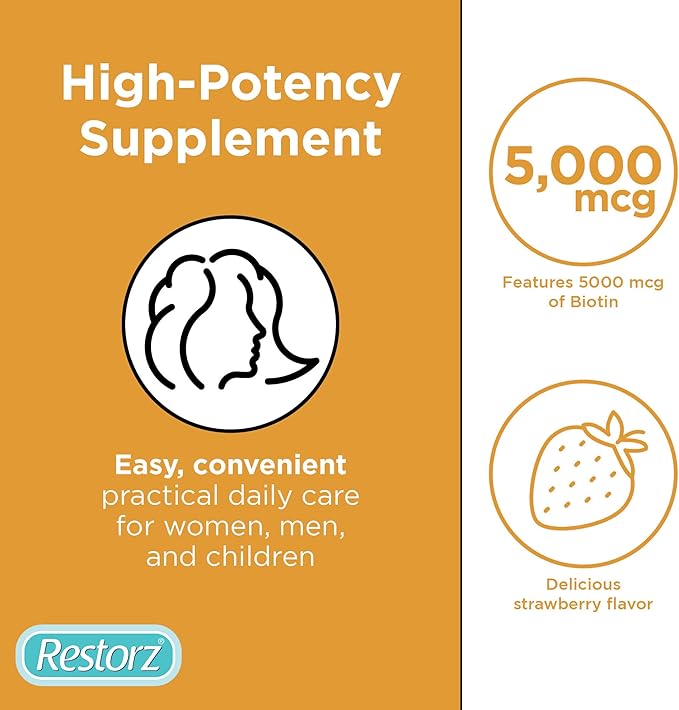 Hair, Skin, and Nails Biotin Gummy Vitamins, Strawberry Flavor (12-Pack)