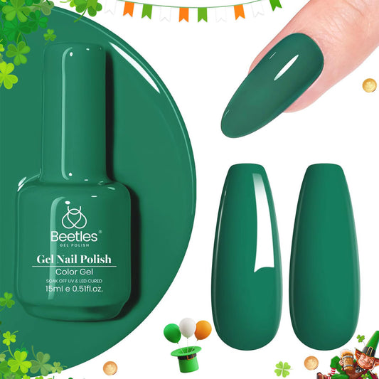 Beetles Green Gel Nail Polish, 1Pcs 15Ml Green Color Soak Off Gel Polish Nail Art Manicure Salon Diy Nail Lamp Uv Gel Nail Desig