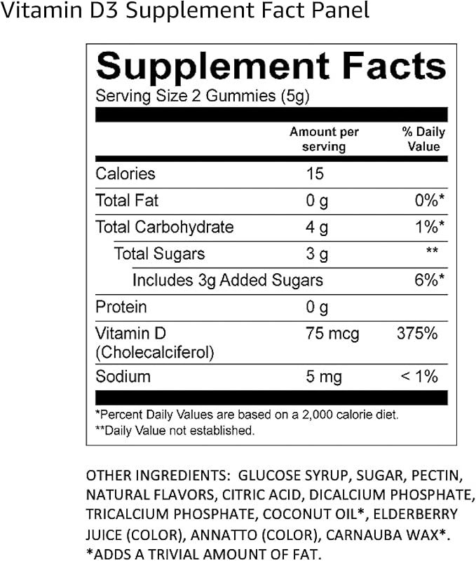 Vitamin D3 Gummies (112 Total, 8-Pack, 14 Per Pouch) - Flavorful Peach, Mango & Strawberry Wellness Chews/Heart & Bone Support/Vegan & Gluten Free/Soft Tasty Chewables for Adults & Kids