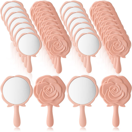 Wesiti 36 Pcs Pocket Mirror Bulk Rose Design Compact Mirror Princess Mirror Plastic Portable Makeup Mirror Rose Handheld Mirrors