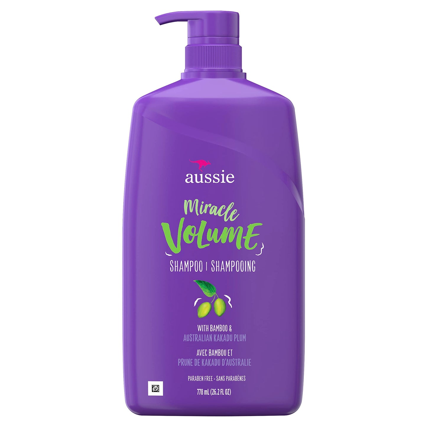 Aussie Miracle Volume With Plum Bamboo, Paraben Free Shampoo, 26.2 Fl Oz