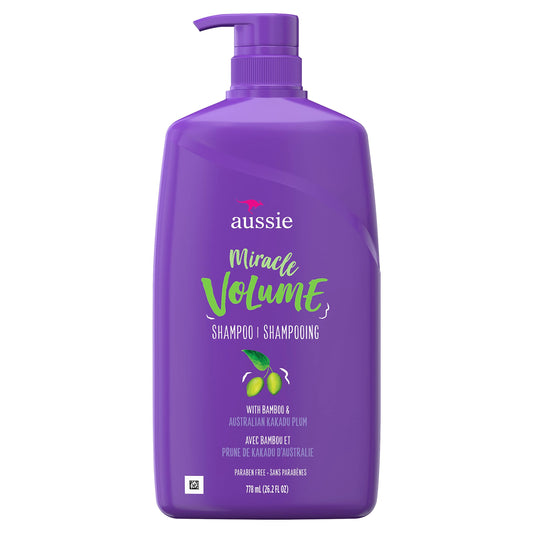 Aussie Miracle Volume With Plum Bamboo, Paraben Free Shampoo, 26.2 Fl Oz