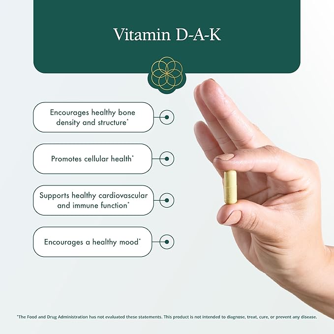 Natura Health Products Vitamin D-A-K Supplement - Supports Healthy Bone, Heart and Vision Function, Featuring Vitamins D3 5000 IU, A 1000 IU, K2 50 mcg, K1 550 mcg, Bioavailable (60 Capsules)