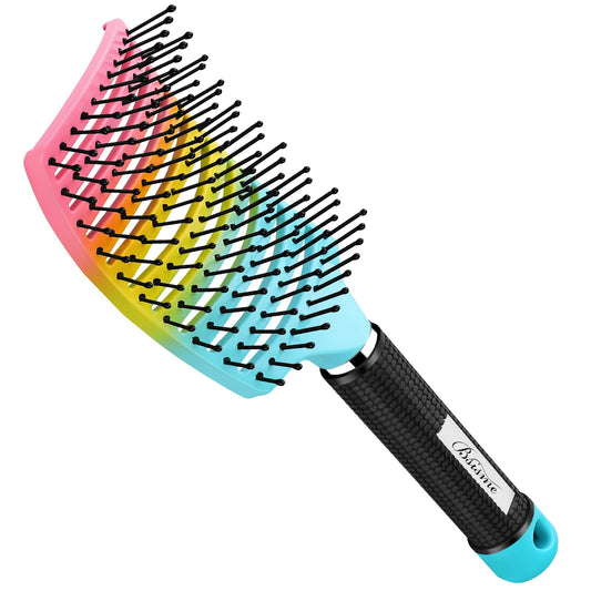 Curved Vented Paddle Brush - Faster Blow Drying, Detangling For Women & Men, Professional Styling For Wet, Curly, Thick Or Strai