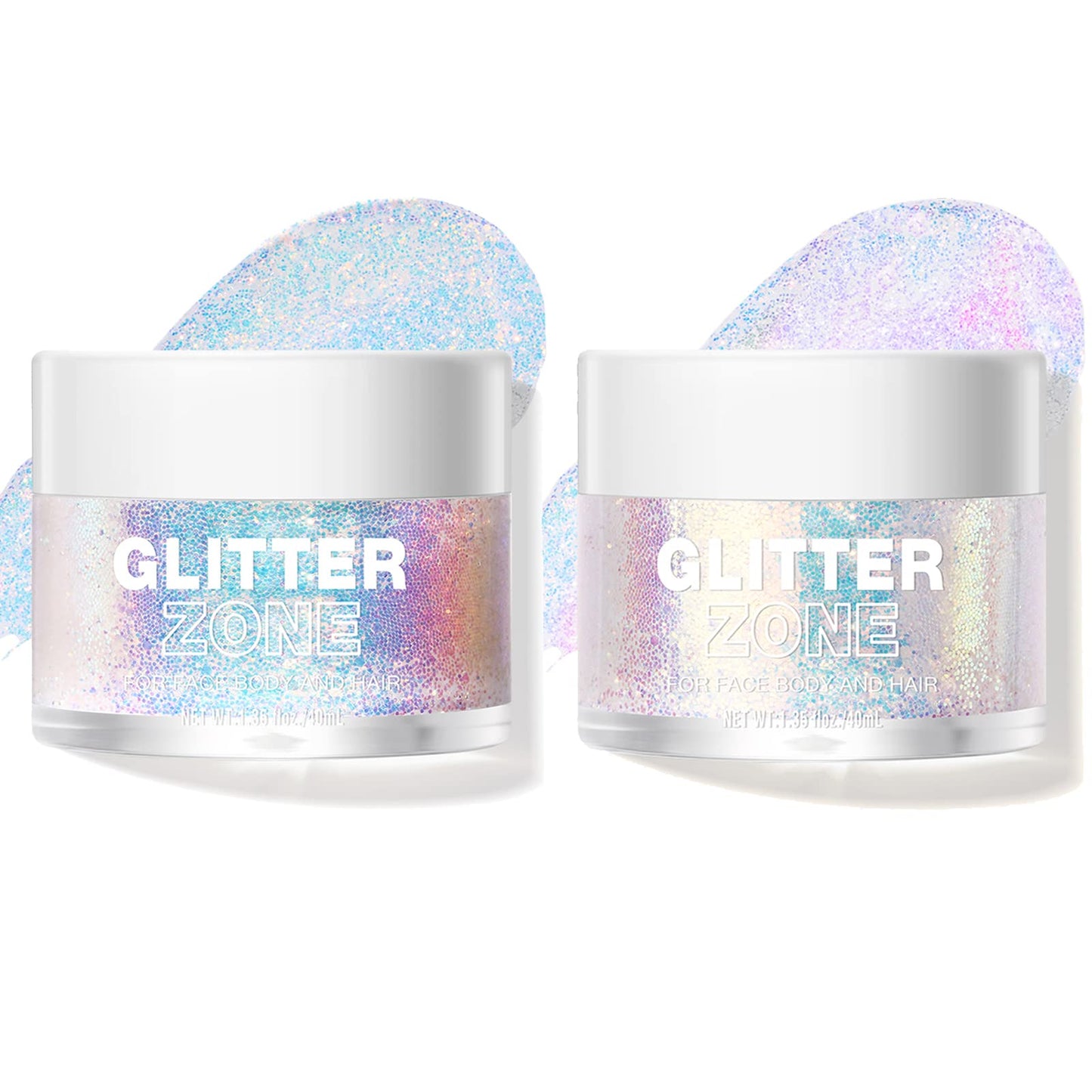 LANGMANNI Holographic Body Glitter Gel for Body, Face, Hair and Lip.Color Changing Glitter Gel Under Light. Vegan & Cruelty Free-1.35 oz (1# Golden Ocean+2# Sparkling Pink)