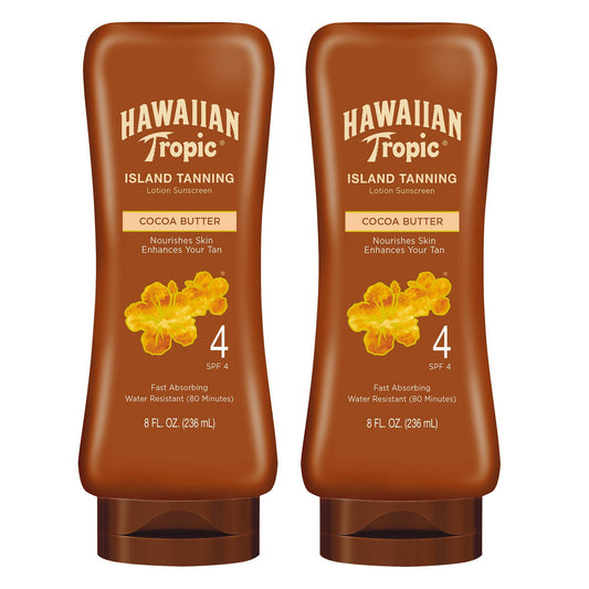 Hawaiian Tropic Island Tanning Lotion Sunscreen Spf 4, 8Oz | Outdoor Tanning Lotion With Spf, Spf 4 Sunscreen, Oxybenzone Free S