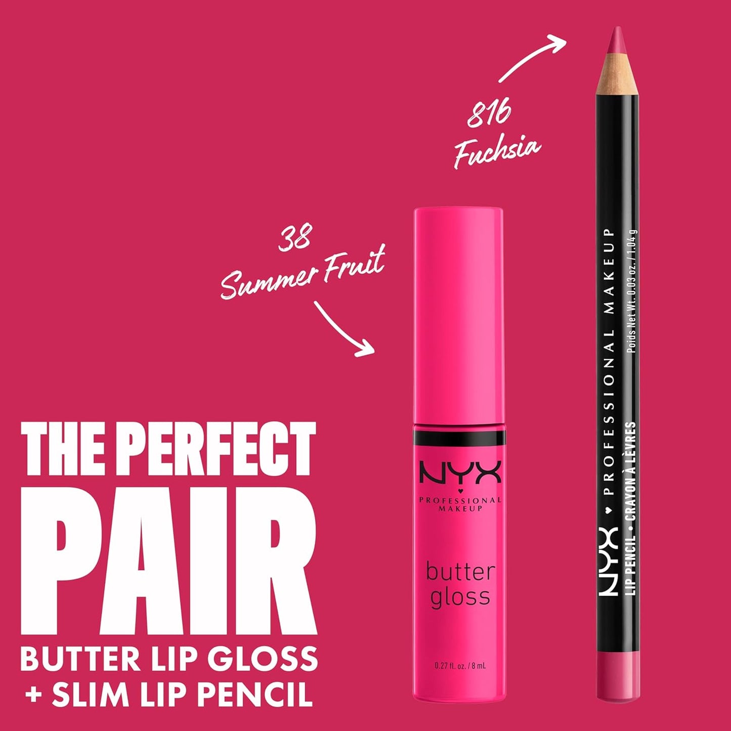 NYX Butter Gloss | Non-Sticky Hot Pink Lip Gloss | Summer Fruit Flavor
