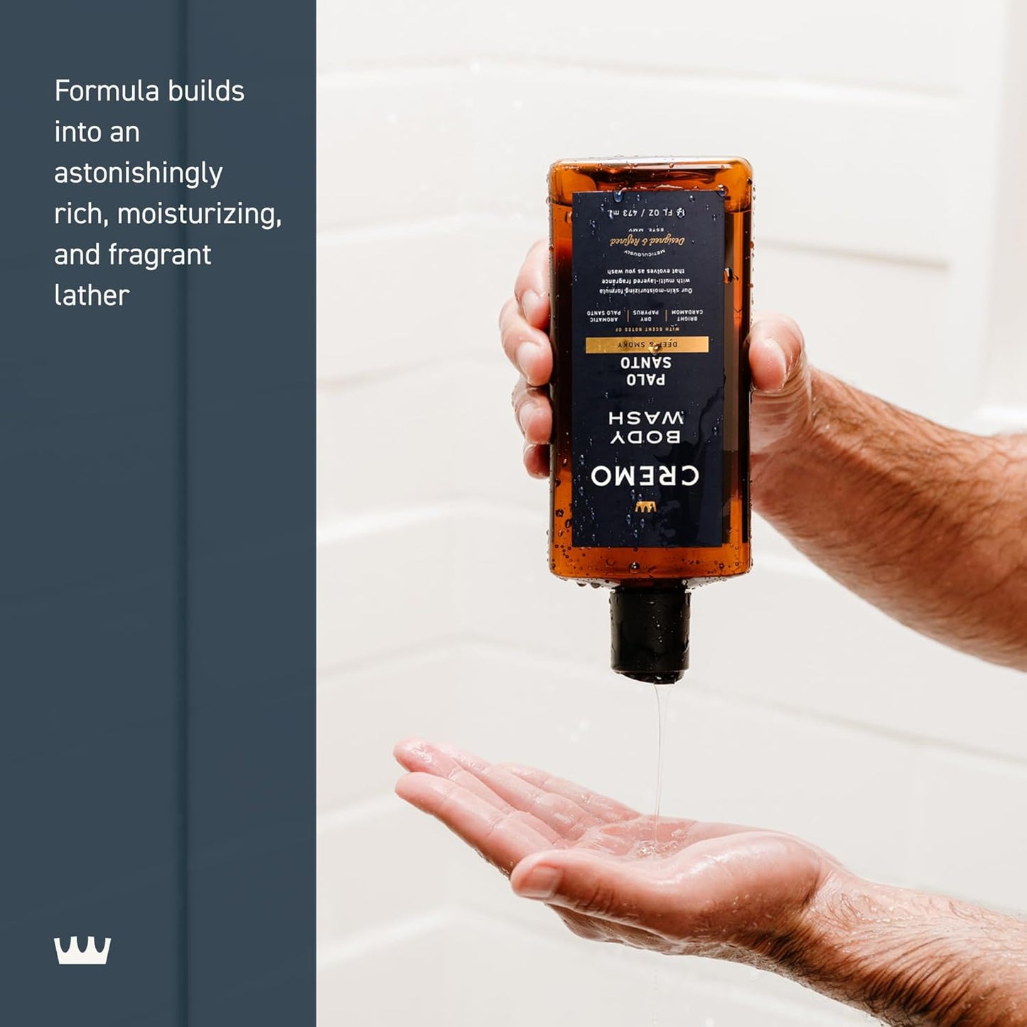 Cremo Body Wash for Men | Bright Cardamom & Palo Santo | 16 Fl Oz