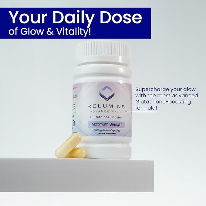 Relumins Skin & Immune Booster Vita Bundle – Advanced Vitamin C 1000mg with Rose HIPS (180 Capsules) + Max Strength Glutathione Booster (30 Veg Capsules) – Antioxidant & Skin Support, Halal Certified