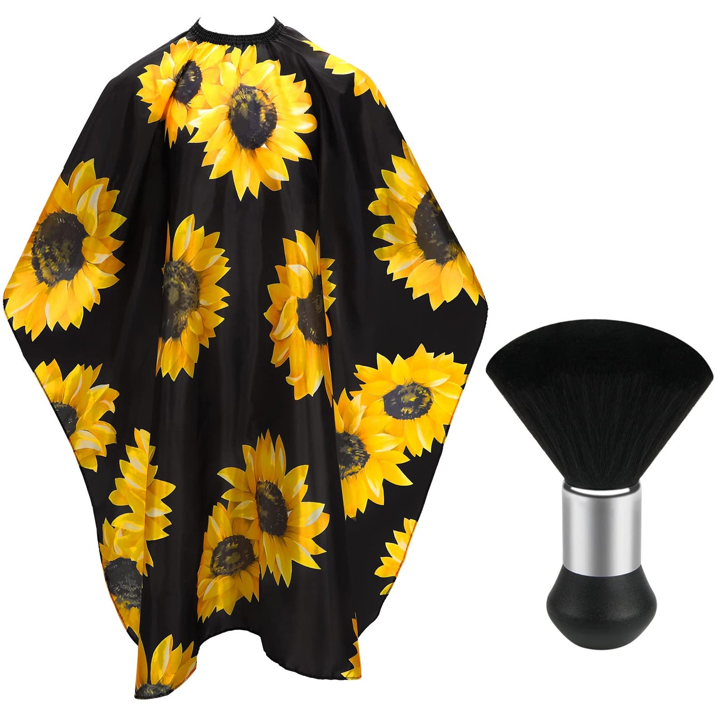 Febsnow Barber Cape Waterproof Professional Hair Cutting Cape Neck Duster Brush For Haircut Black Sunflower Salon Beard Hairdres