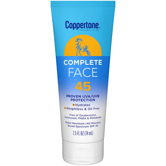 Coppertone Complete Spf 45 Face Sunscreen, Water Resistant Face Sunscreen, 2.5 Fl. Oz.