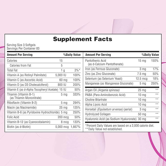 Nature's Bounty Hair Skin and Nails 5000 mcg of Biotin - 250 Coated Tablets Regular & Extra Strength (Extra Strength, Two Bottles each of 250 Softgels)