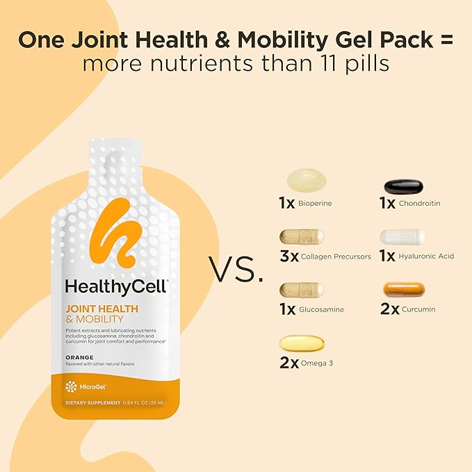 Healthycell Bioactive Multi + Joint Health & Mobility Bundle - Complete Daily Vitamin for Men and Women + Joint Lubrication Supplement - Maximum Absorption Liquid Supplements - 30 Gel Packs x 2