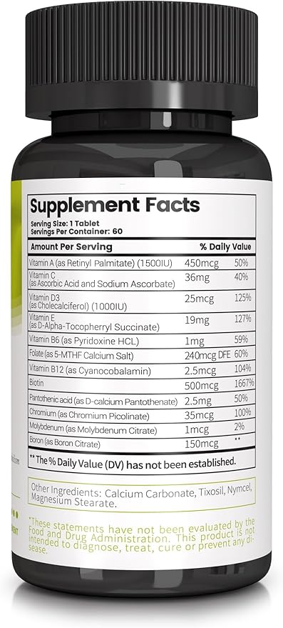 Adult Multi Vitamins - Comprehensive Daily Multivitamin Supplement for Men and Women - 60 Tablets for Enhanced Energy, Vitality, and Immune Support