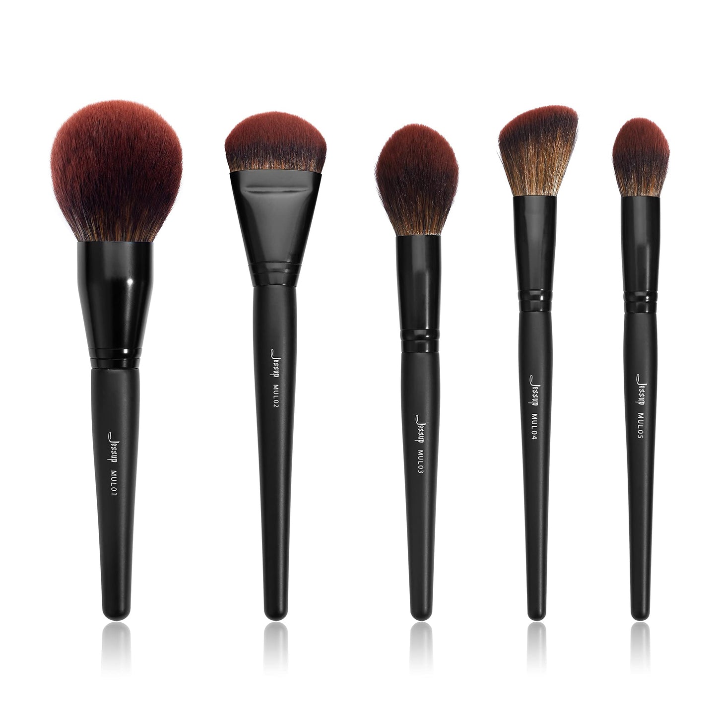 Jessup Large Face Makeup Brushes 5Pcs, Premium Synthetic Foundation Powder Contour Blusher Highlighter Brush, Phantom Black T273