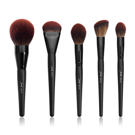Jessup Large Face Makeup Brushes 5Pcs, Premium Synthetic Foundation Powder Contour Blusher Highlighter Brush, Phantom Black T273