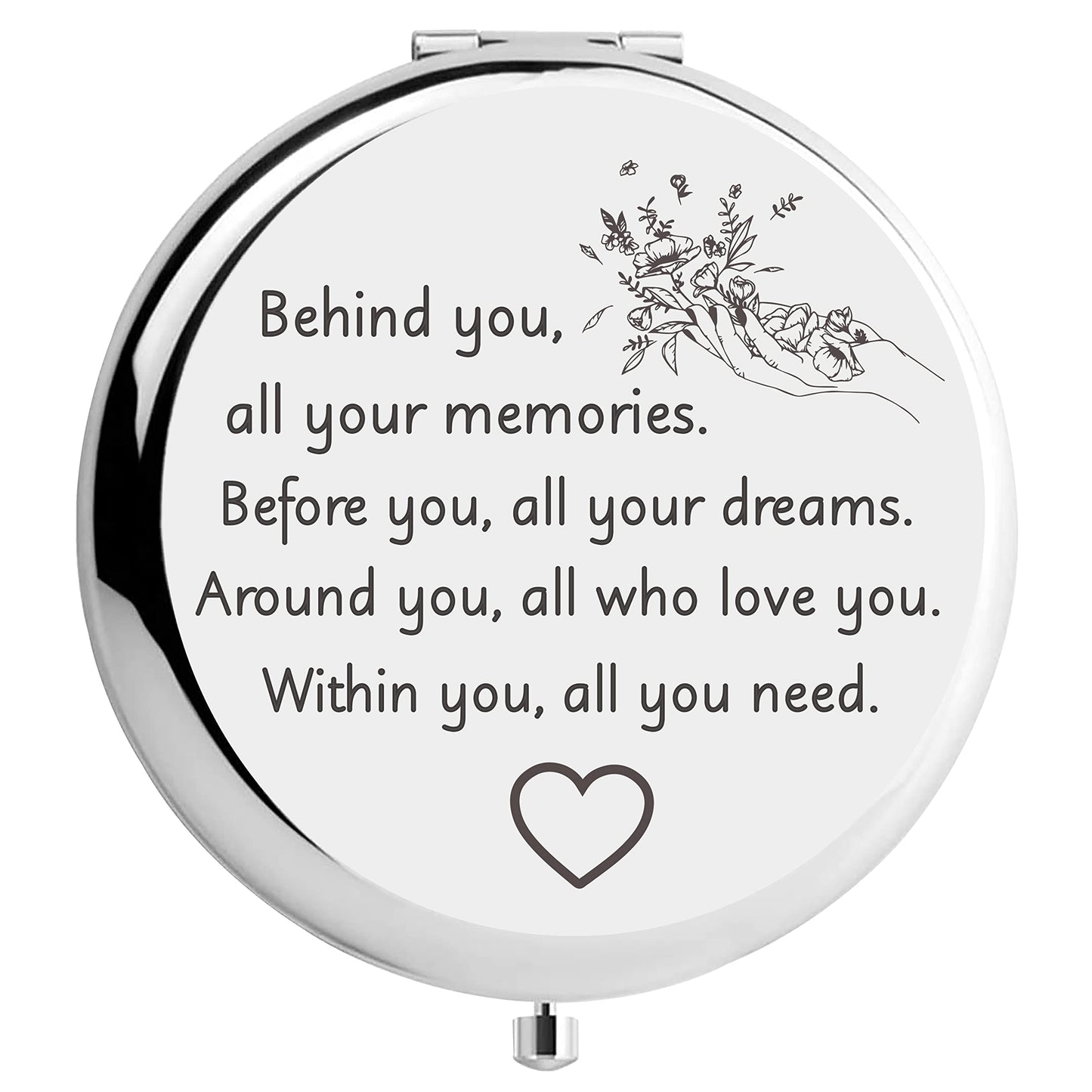 Ysunm Ming Heng Inspirational Personalized Travel Pocket Compact Makeup Mirror Gift For Sister, Best Friend, Classmate, Colleagu