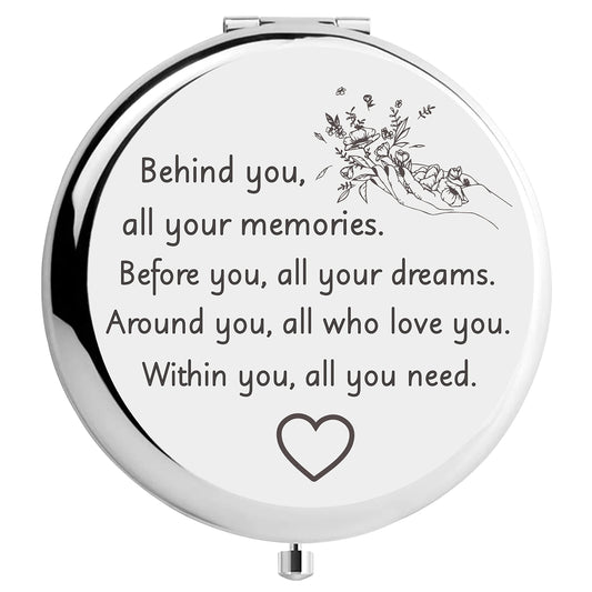 Ysunm Ming Heng Inspirational Personalized Travel Pocket Compact Makeup Mirror Gift For Sister, Best Friend, Classmate, Colleagu
