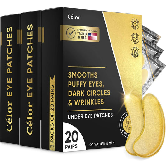Celor Under Eye Patches For Puffy Eyes And Dark Circles - Eye Masks With Amino Acids & Collagen, Eye Care For Wrinkles - Birthda