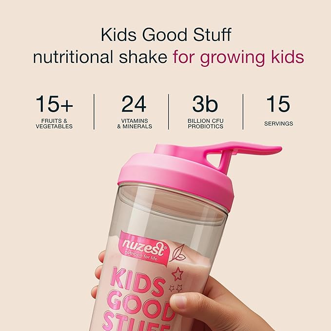 Nuzest - Kids Good Stuff - Vegan Smoothie Mix - Wild Strawberry - Multivitamin Nutritional Supplement Protein Shake - Dairy Free - Supporting Growth and Development - 225g/ 7.9 oz (15 Servings)