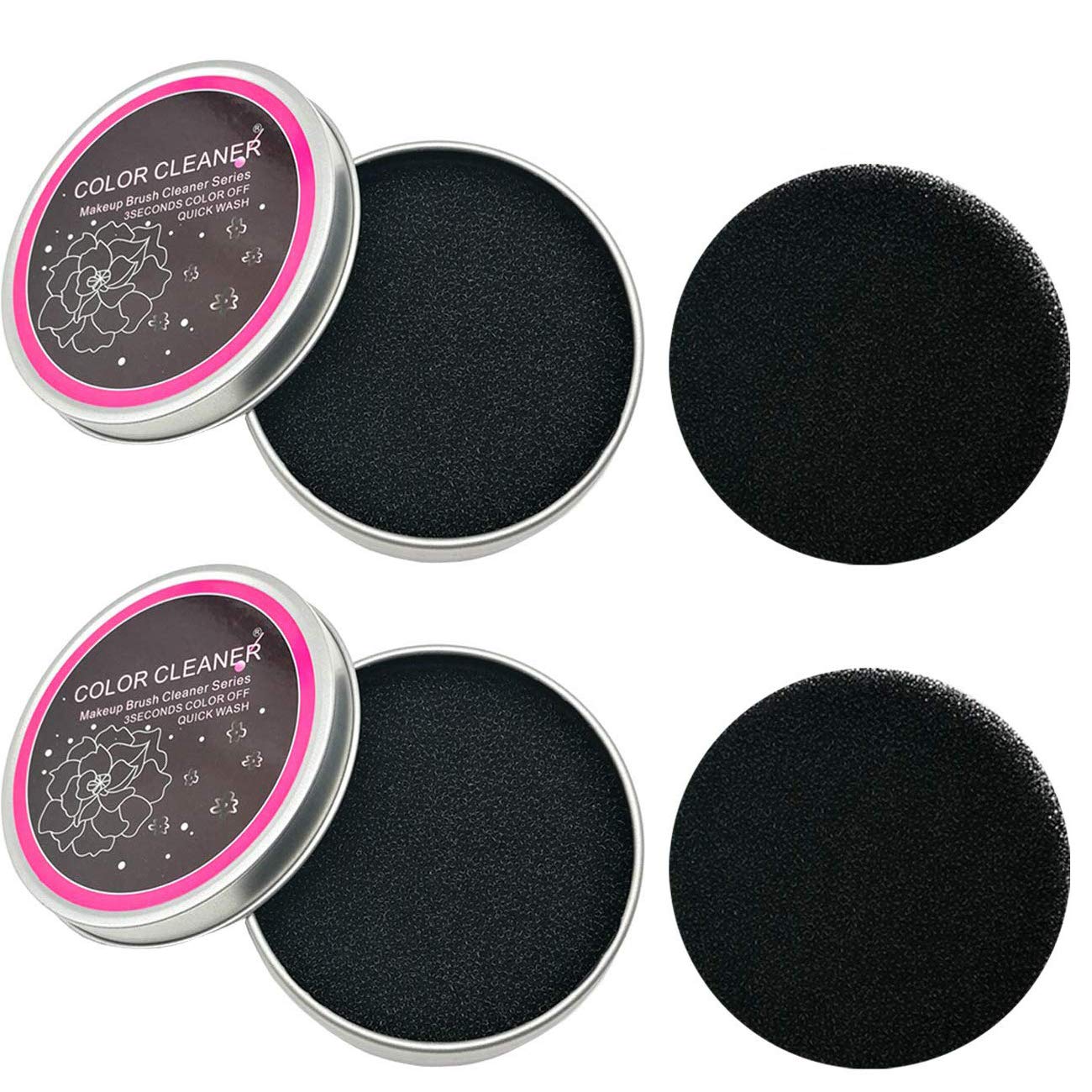 Tihood 2Pcs Makeup Brushes Color Removal Cleaner Sponge Kit With 2 Replacement Sponges Switch Color Without Switching Brushes