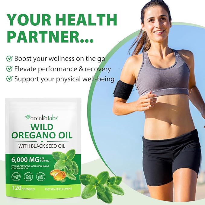 Oil of Oregano Softgels 6000mg, 2 in 1 Formulated with Black Seed Oil 200mg, Immune Support, Organic Oregano Oil Capsules, Natural Defense Supplement, Non-GMO, Easy to Swallow, 240 Softgels