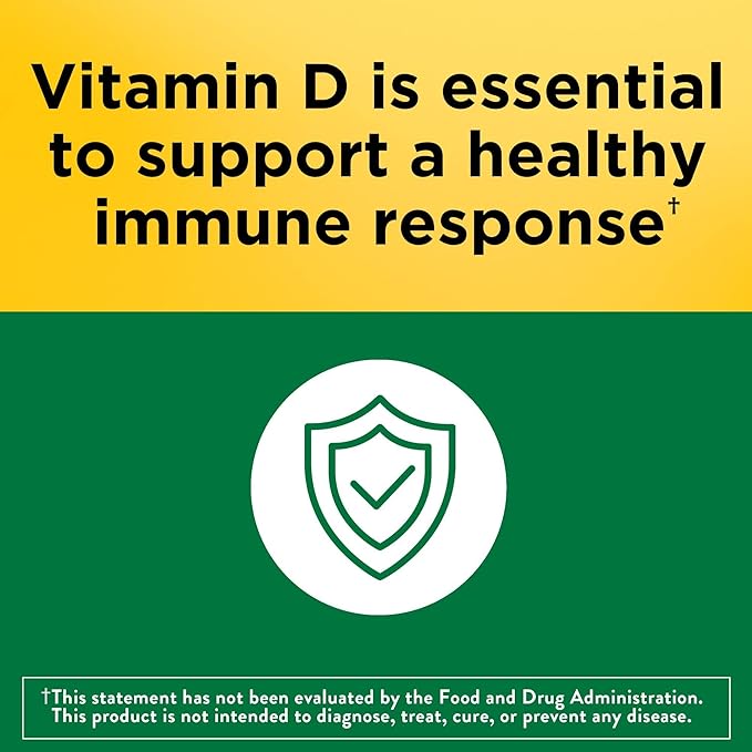 Nature Made Vitamin D3 1000 IU (25 mcg), Dietary Supplement for Bone, Teeth, Muscle and Immune Health Support, 100 Softgels, 100 Day Supply (Pack of 2)