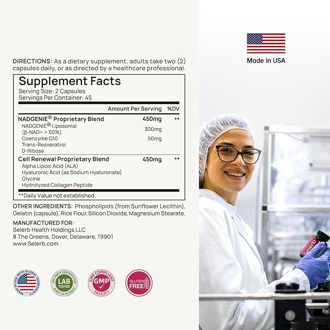 NAD+ Supplement for Women - NMN Alternative with β-NAD+, Trans-Resveratrol, CoQ10, D-Ribose - Promotes Cellular Renewal, Energy, and Radiant Skin Health - 90 Capsules