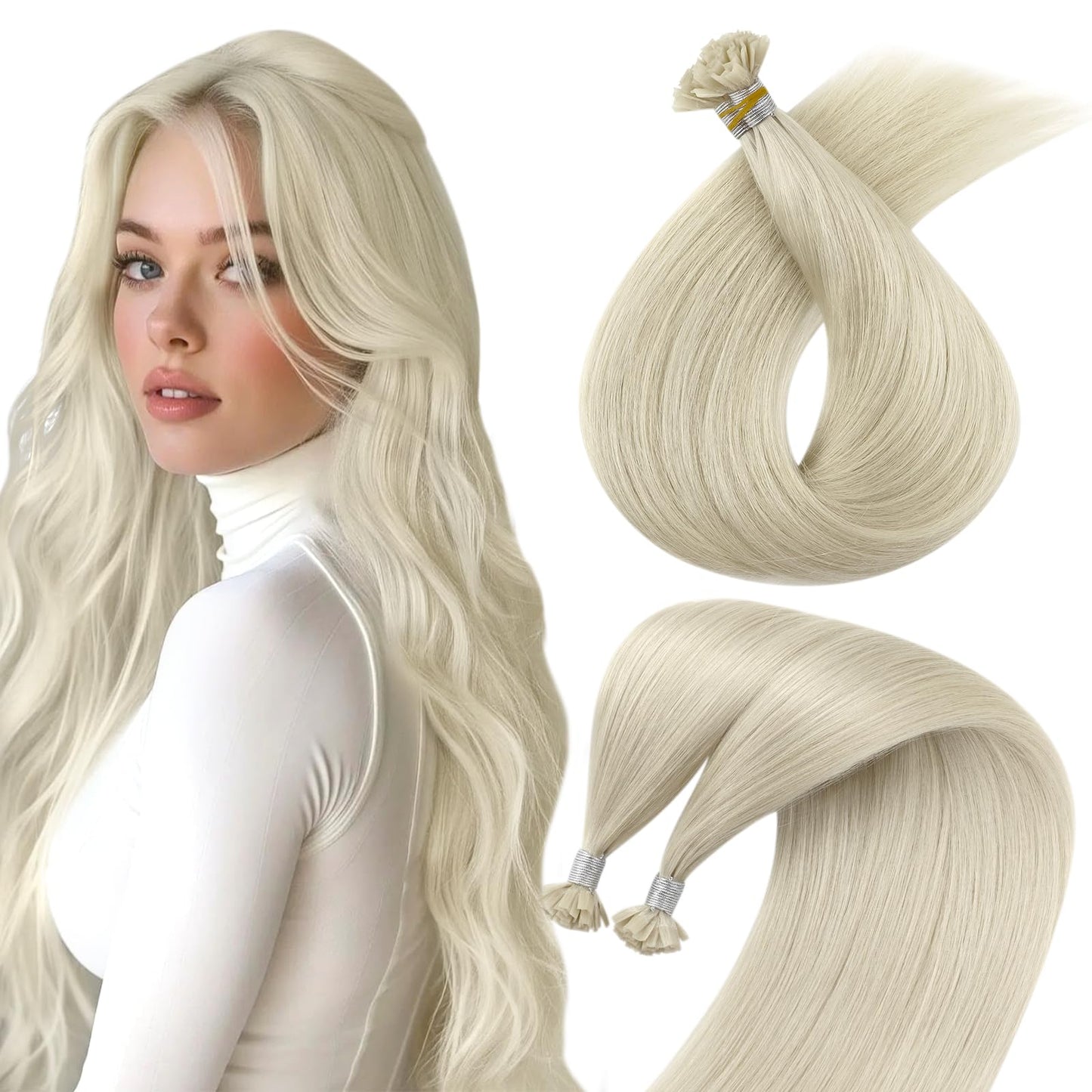 Sunny Ktip Hair Extensions Platinum Blonde Keratin Tip Hair Extensions Human Hair Blonde K Tip Hair Extensions Blonde K Tip Hair