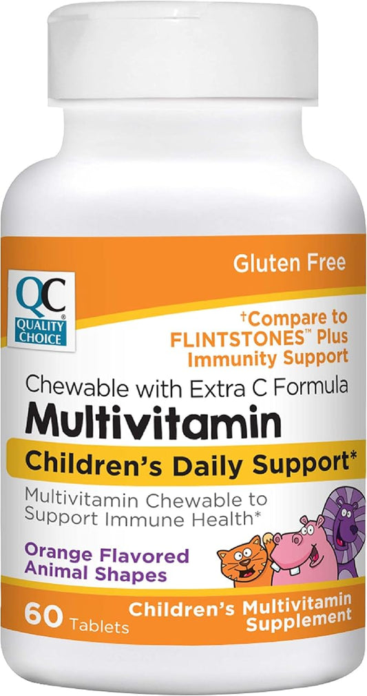 Quality Choice Children's Animal Shaped Multivitamin with Extra Vitamin C Immune Support Chewables