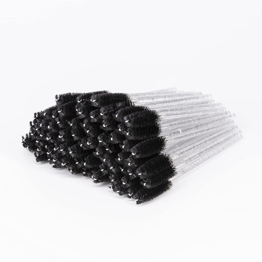I-Laesh Crystal Mascara Wands Disposable, Eyebrow / Eyelash Brushes For Eyelash Extensions, Lashes Makeup Tool 100 Pcs(Black +)