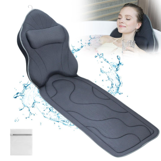 Poemland Luxury Thick Full Body Bath Pillows Mat & Cushion For Bathtub Headrest Neck Shoulder Support Comfort Relaxation Spa Acc