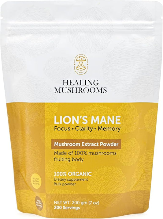Lion’s Mane Extract Powder, Brain Superfood for Clarity, Memory & Focus - 200 Gram