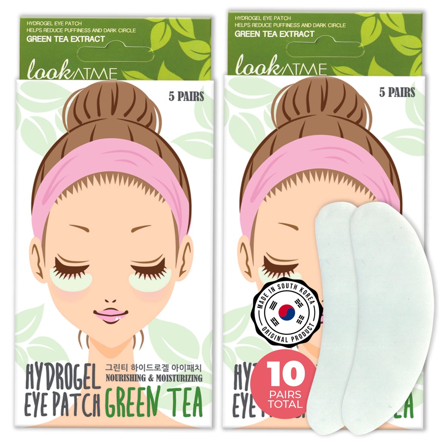 Look At Me Under Eye Patches (10 Pairs). Korean Skin Care Green Tea Hydrogel Eye Patch/Eye Pads. Dark Circle Remover And Collage